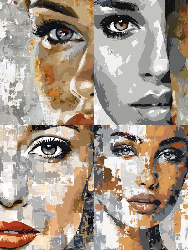 Fragmented Gaze in Earthy Tones