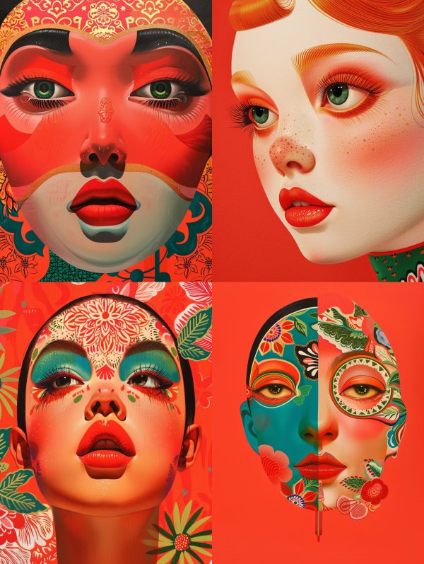 Crimson Masked Ethereal Portrait