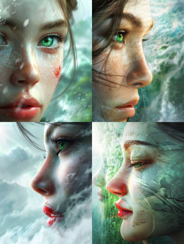 Emerald Gaze in the Rain