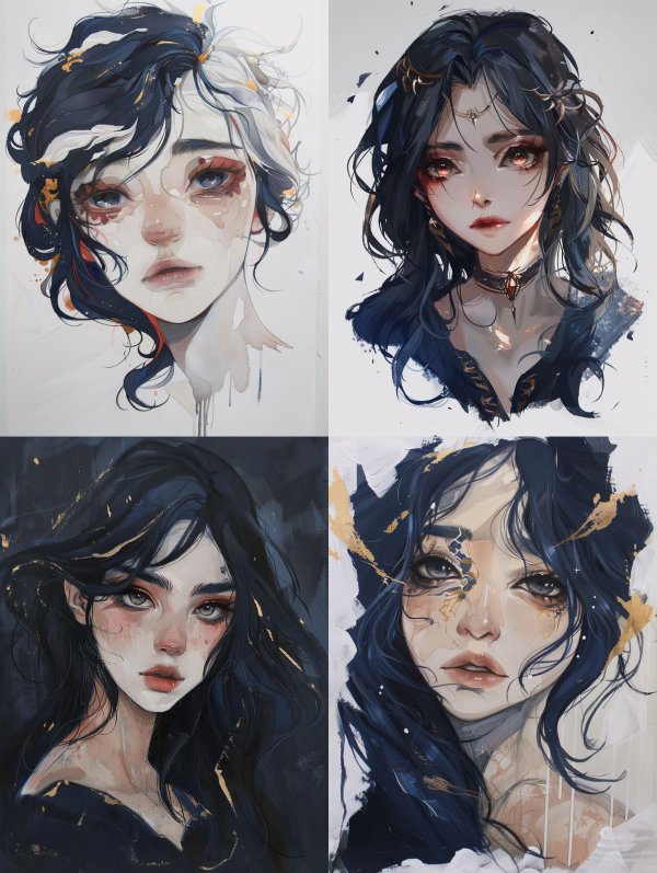 Melancholy Gaze in Ink