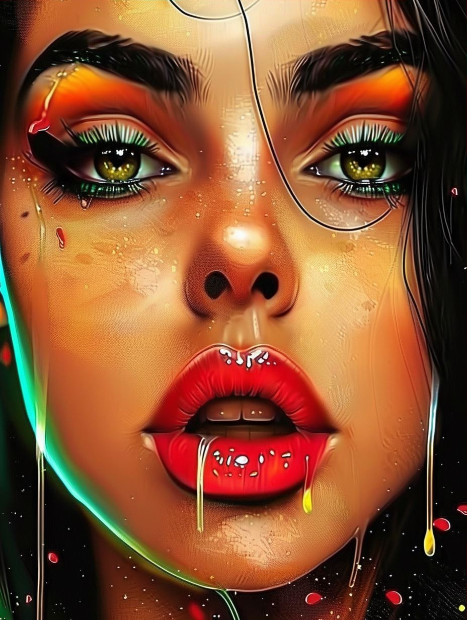 Neon Pop Surrealist Portrait