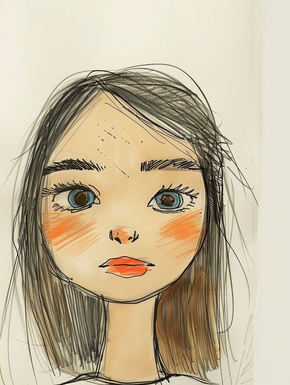 Melancholic Sketch of Ethereal Beauty