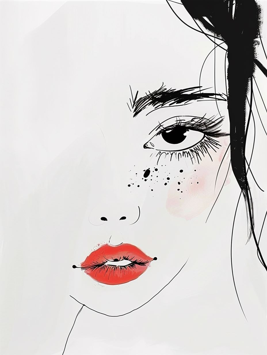 Ethereal Ink and Watercolor Portrait