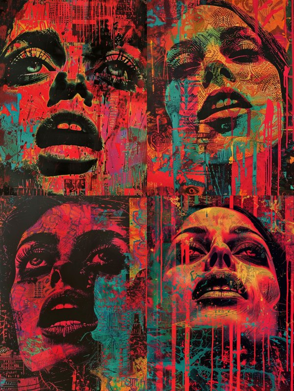 Fragmented Neon Soul Portraits