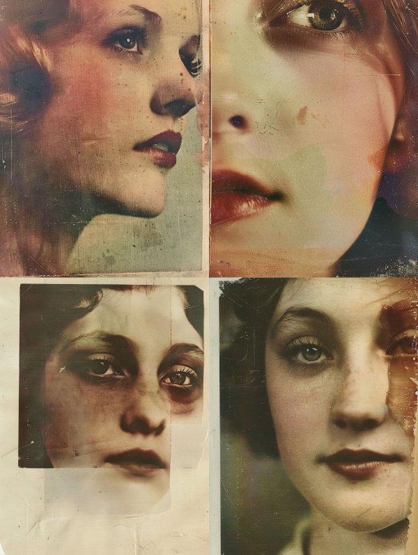 Vintage Collage of Melancholy Gazes