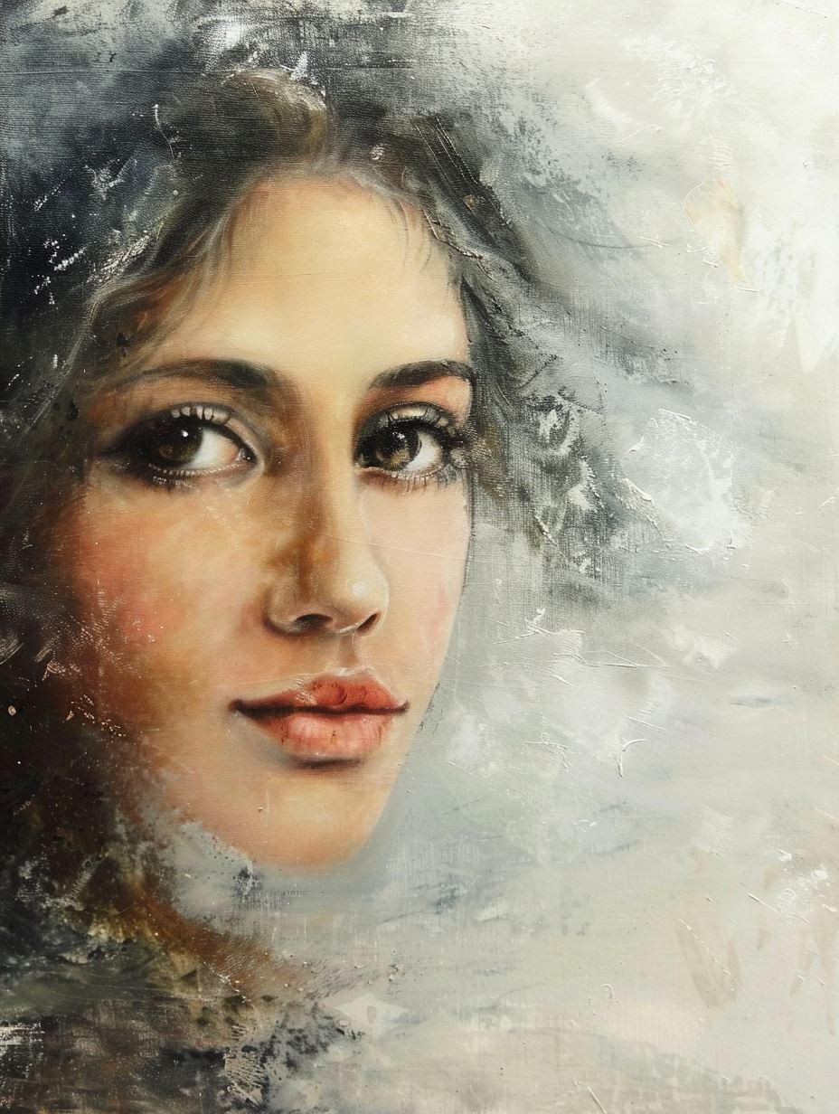 Ethereal Gaze in Textured Oil