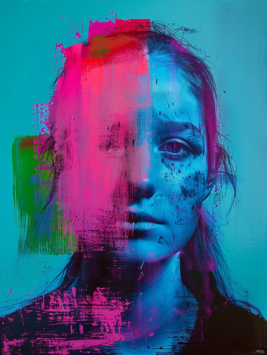 Neon Glitch Portrait