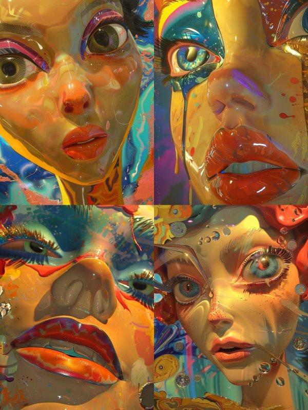 Liquid Neon Surrealist Portrait