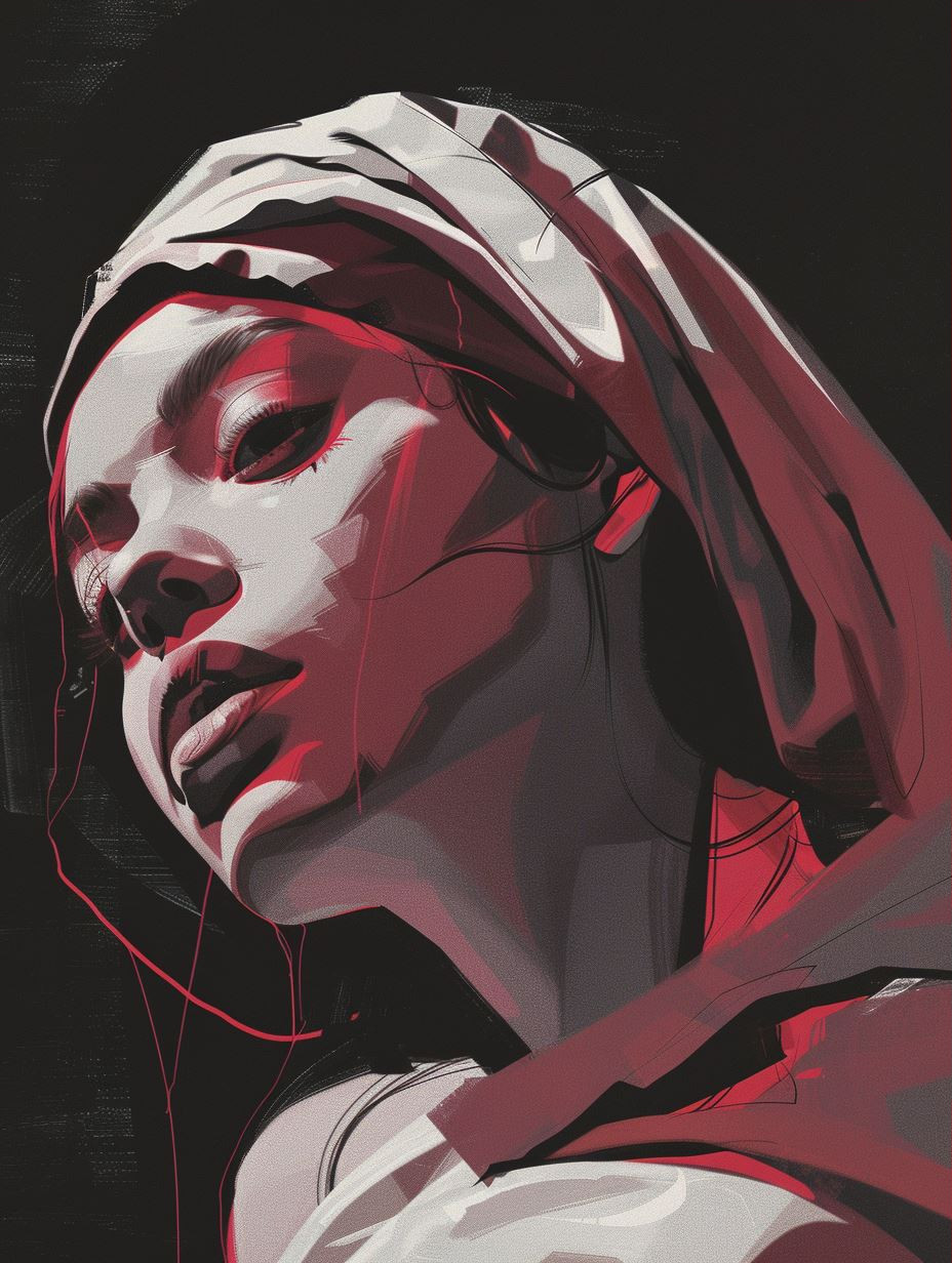 Crimson Gaze Digital Noir