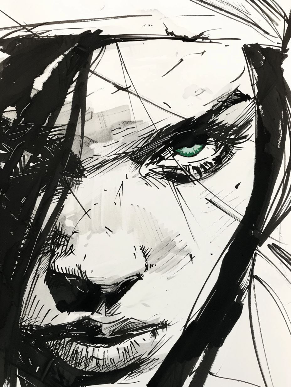 Raw Ink Expressionist Portrait - Image 2