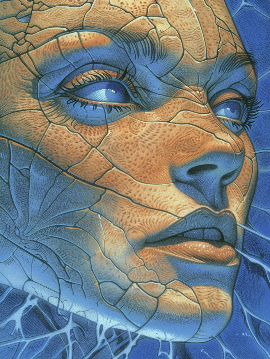 Electric Azure Cybernetic Portrait