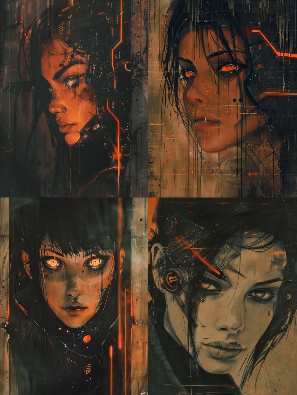 Cybernetic Soul in Amber Glow