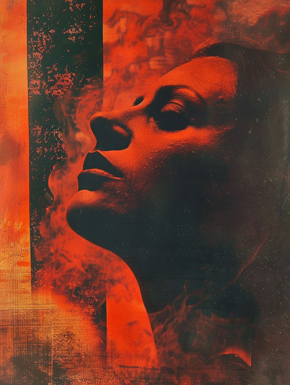 Crimson Texture Portrait Study