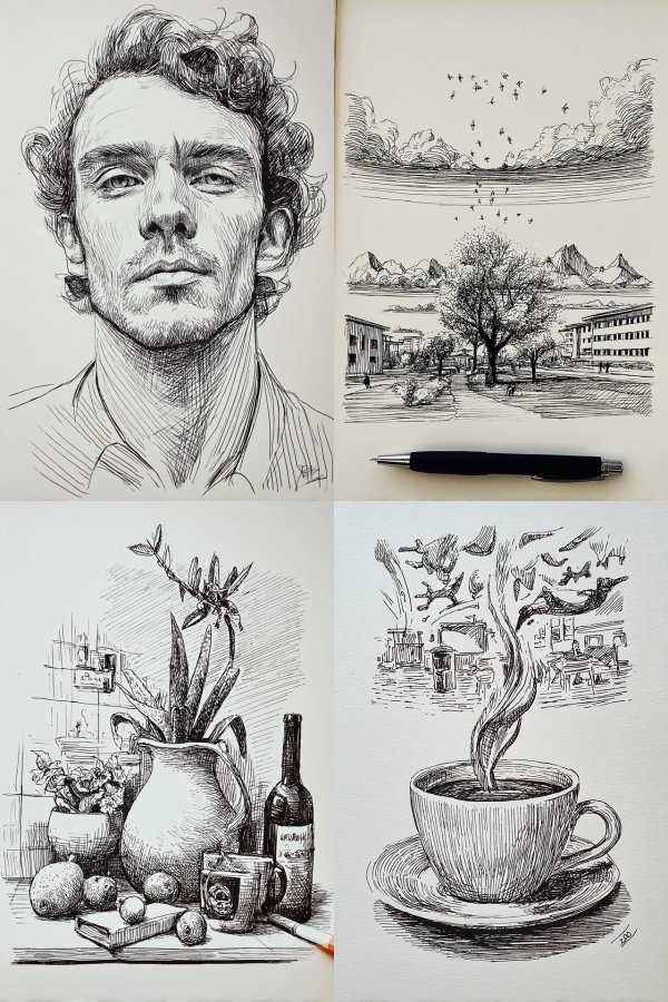 Intricate Ink Portrait