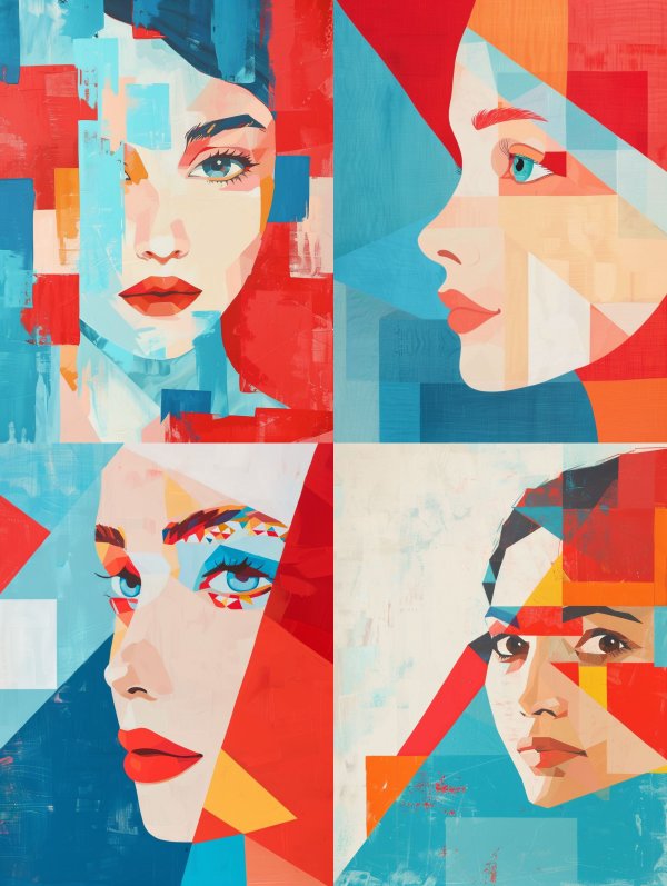 Fragmented Gaze in Primary Hues