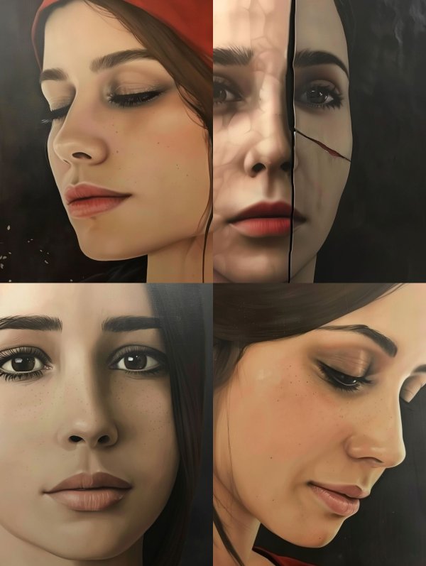 Serene Gaze in Crimson