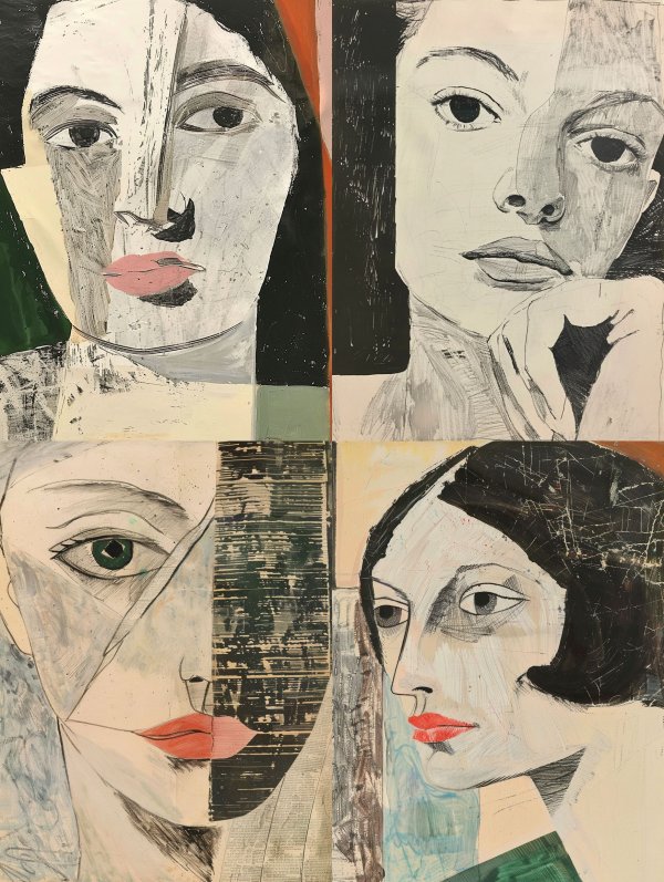 Fragmented Portraits in Cubist Style