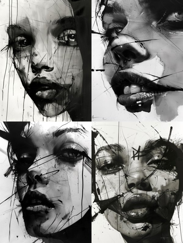 Fragmented Ink Soul Portrait