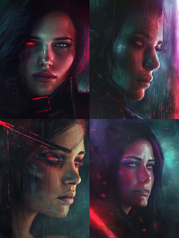Neon Cybernetic Gaze Portrait