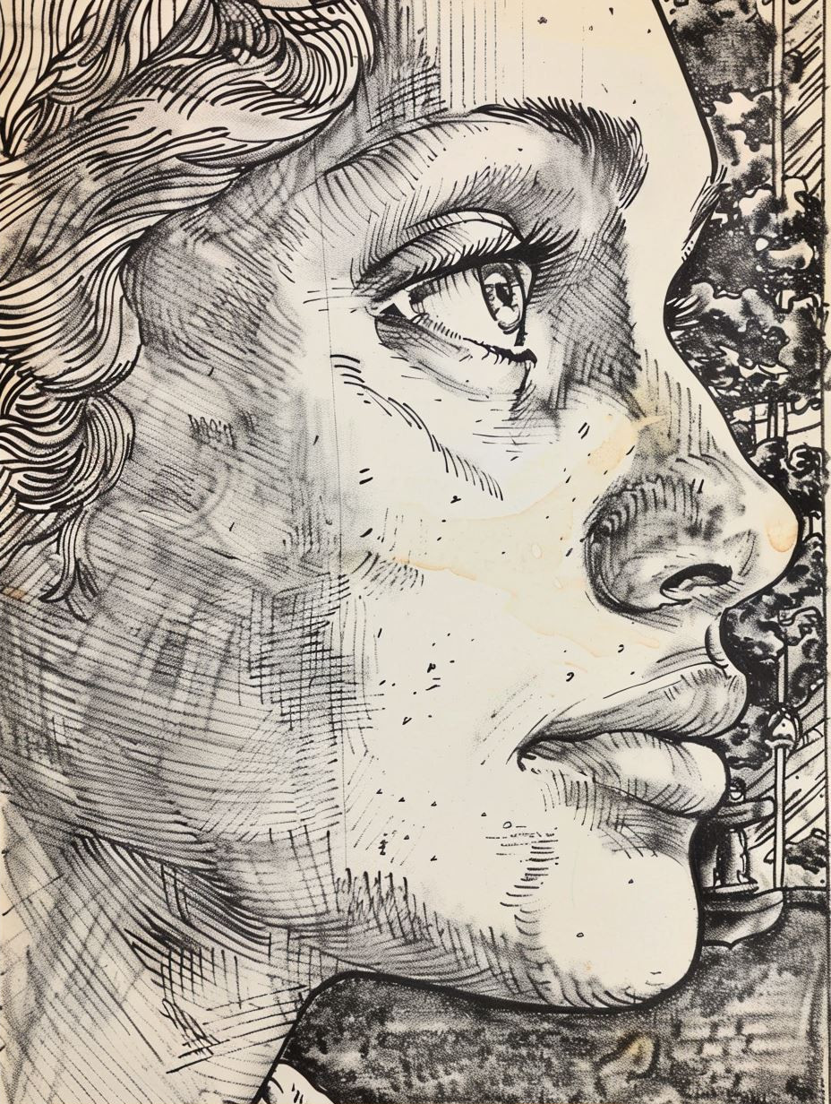 Intricate Ink Hatching Portrait