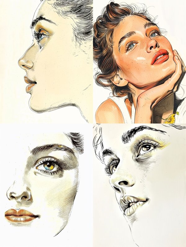 Vintage Ink Portrait Study