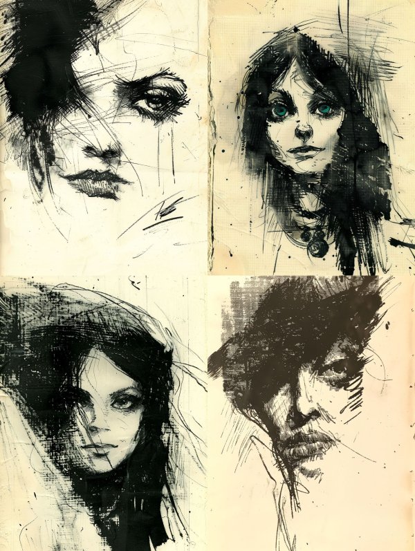 Fragmented Ink Portrait Study