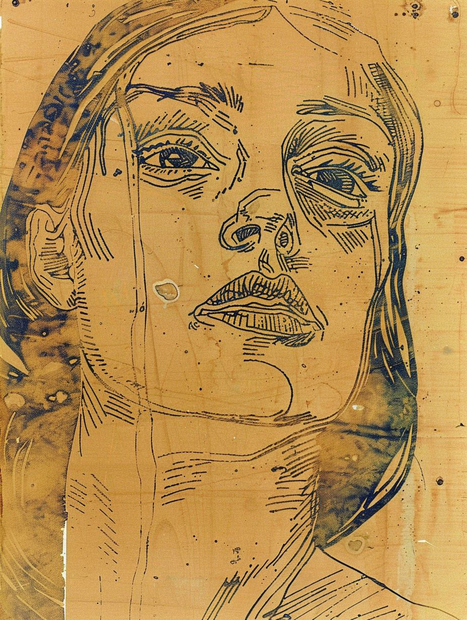 Vintage Ink Etching Portrait