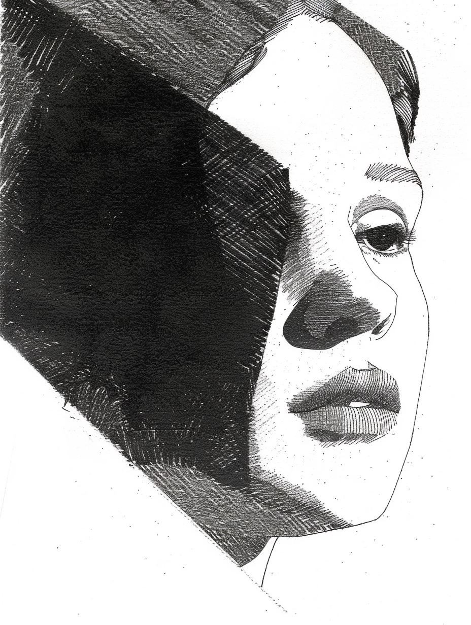 Dramatic Ink Hatching Portrait