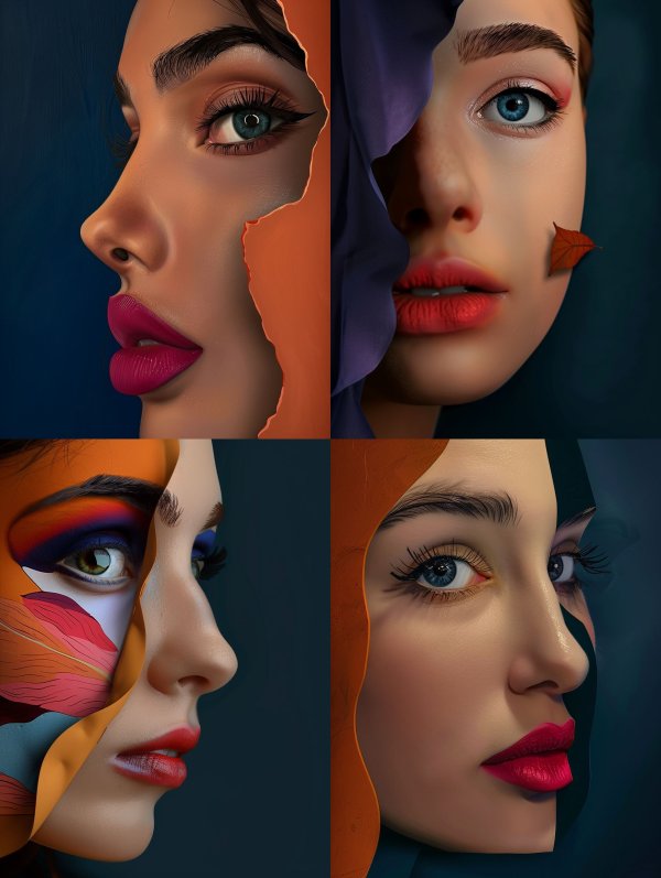 Fragmented Beauty in Vivid Contrast