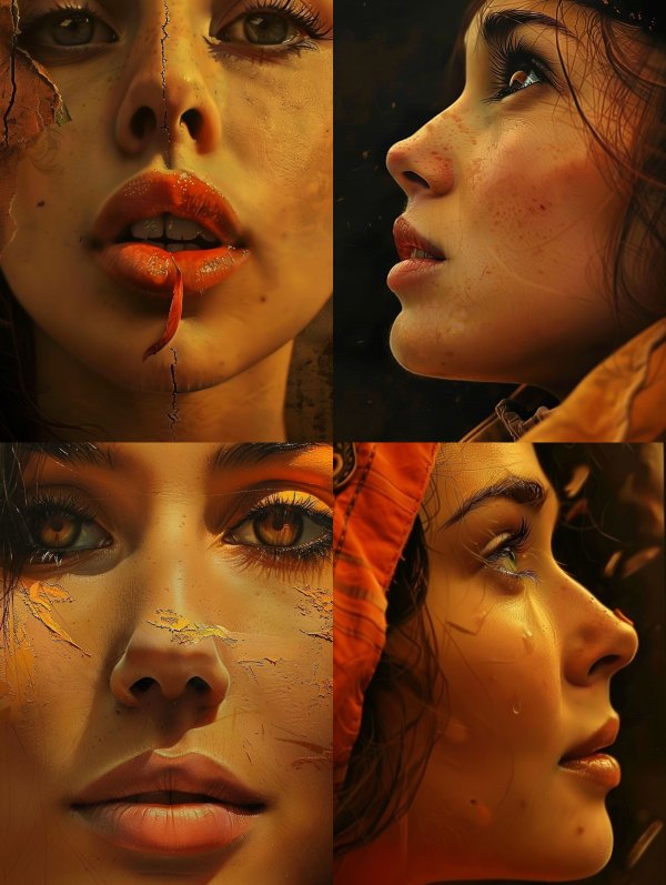 Fractured Golden Porcelain Beauty