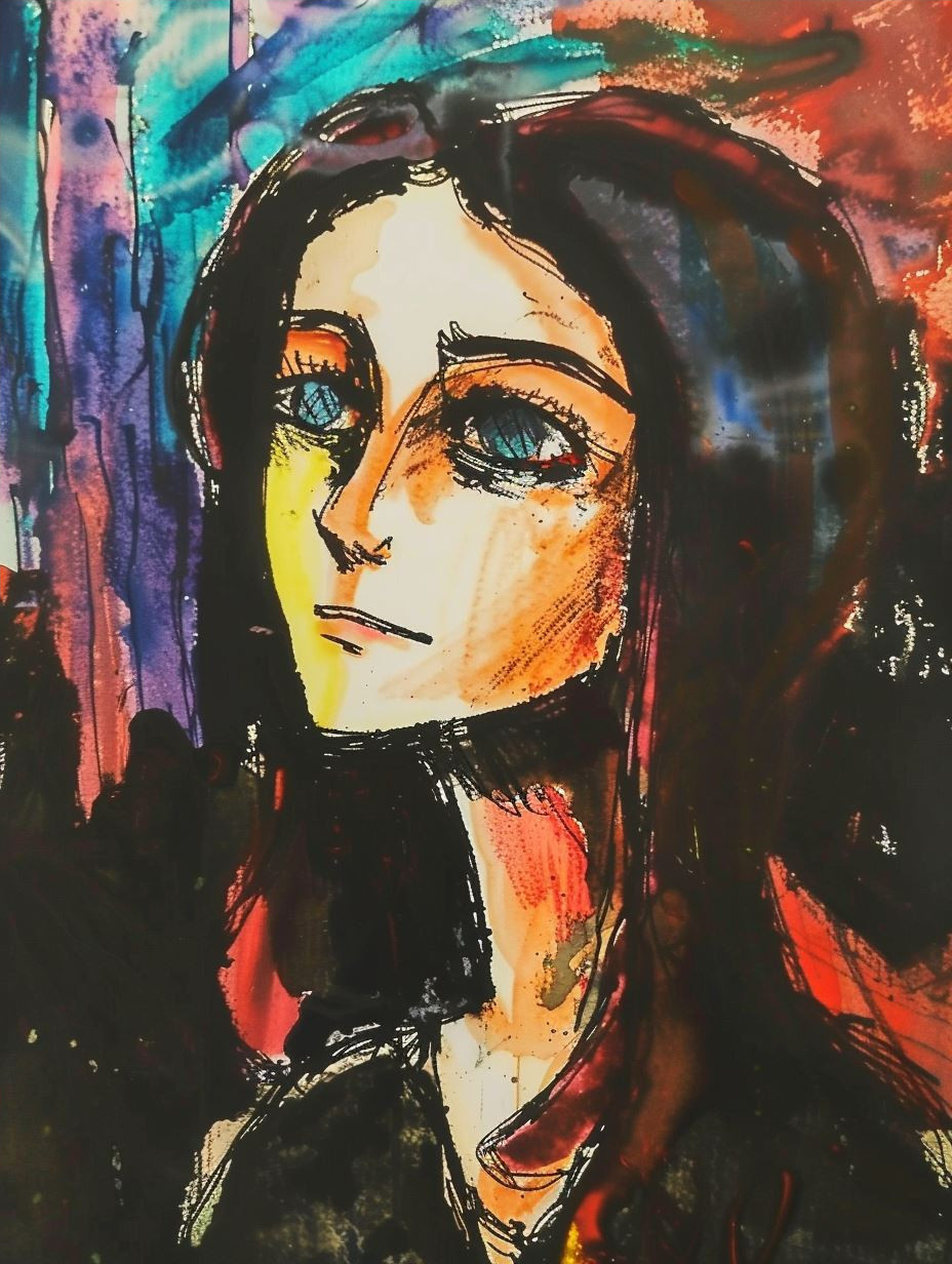 Haunting Gaze of Ink Shadows