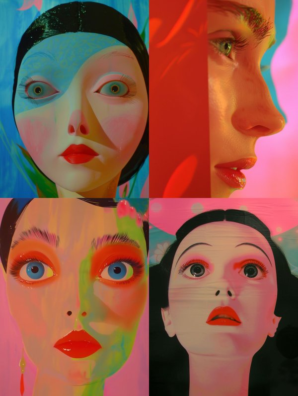 Surreal Neon Portrait Collage