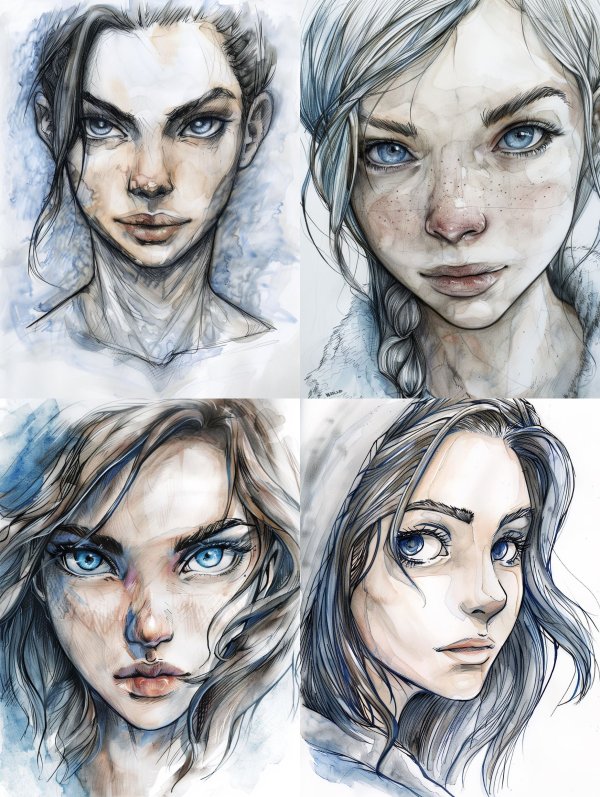 Ethereal Ink and Watercolor Portrait