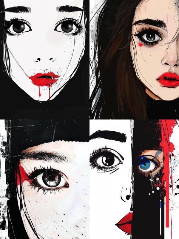 Crimson Contrast Gothic Portrait