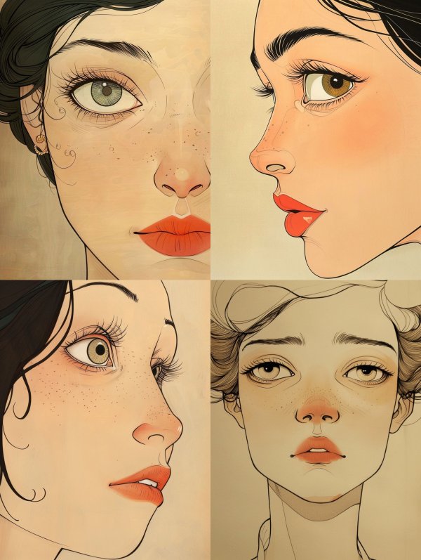 Elegant Vintage Ink Portrait