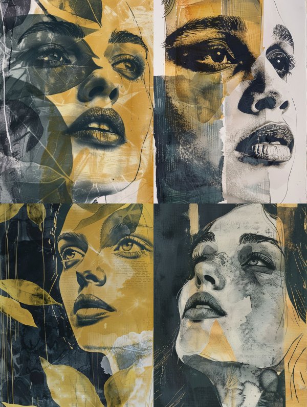 Fragmented Golden Portrait Studies