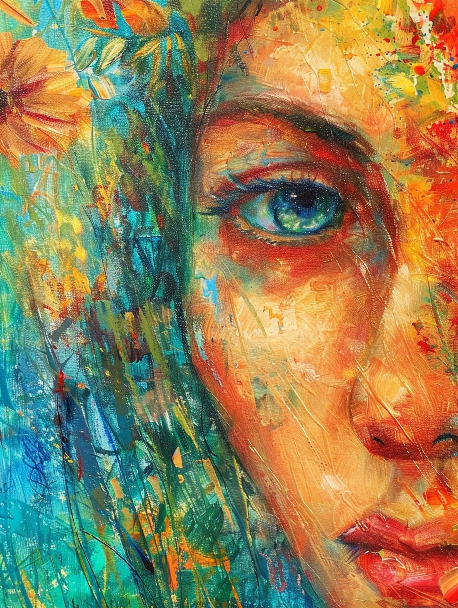 Vibrant Impressionist Portrait of Serenity