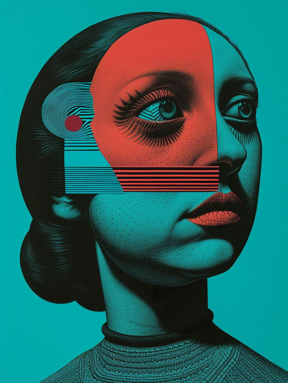 Cybernetic Duality in Neon Blue