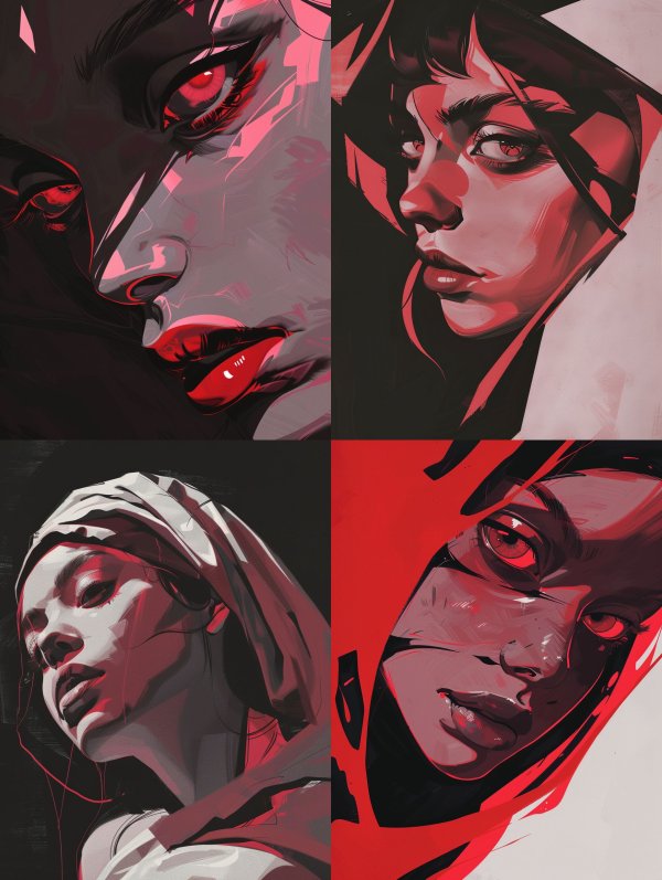 Crimson Gaze Digital Noir