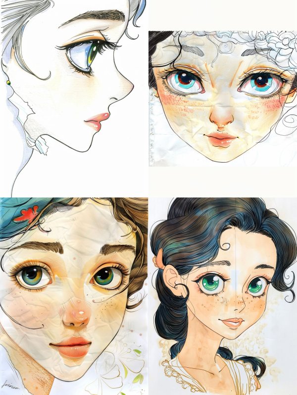 Ethereal Ink and Watercolor Portrait