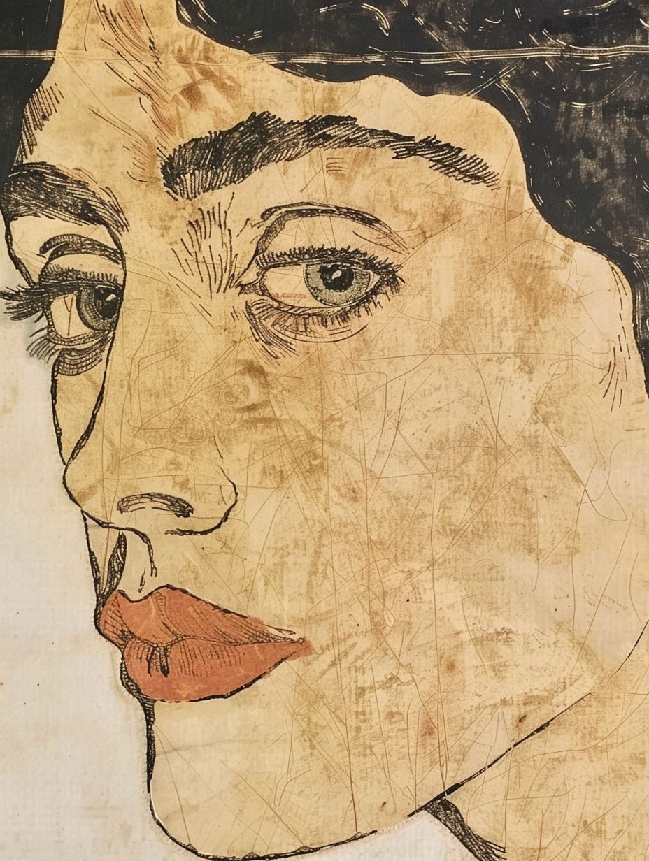 Rustic Ink Portrait on Parchment