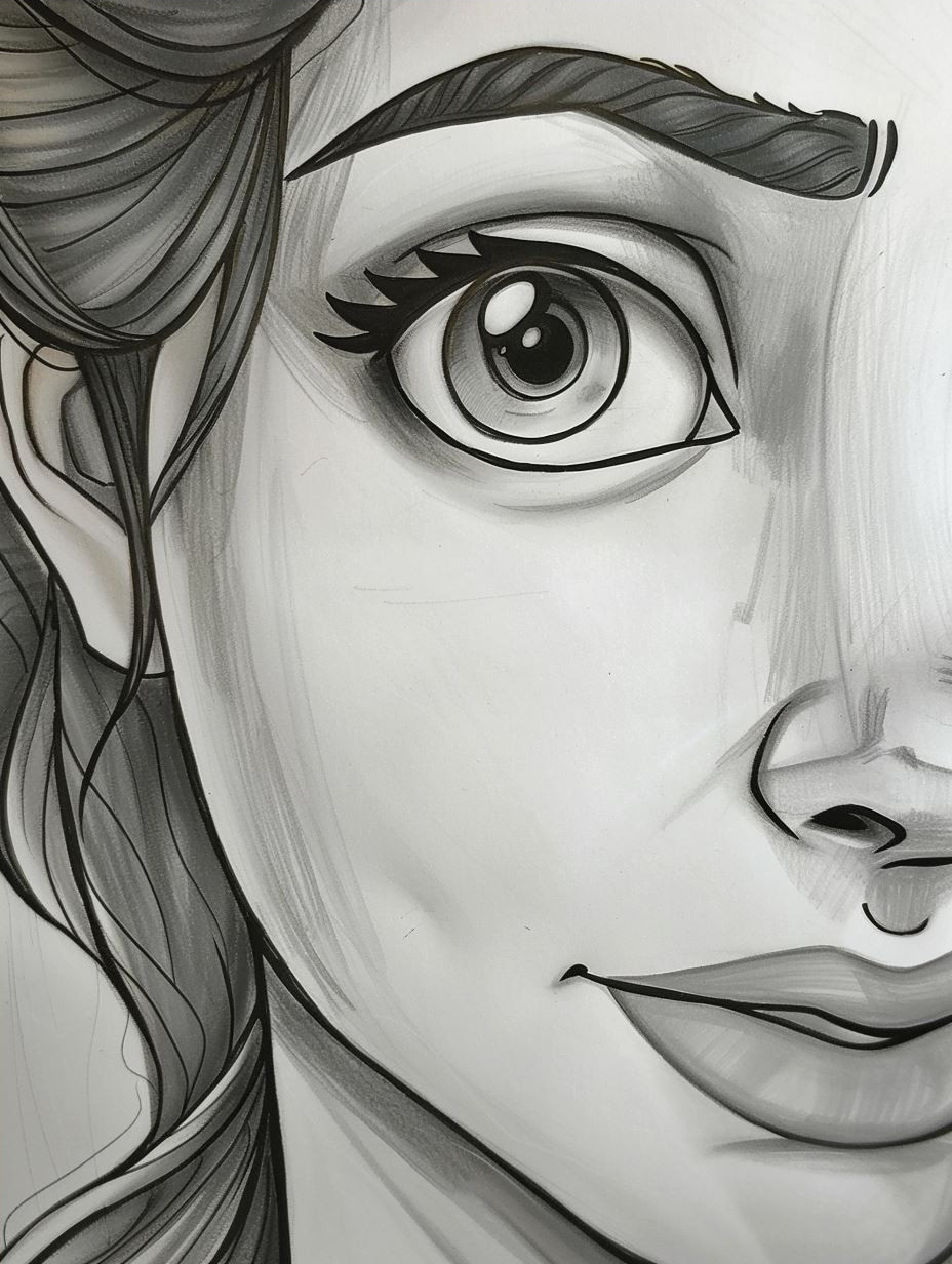Monochrome Gaze Digital Sketch