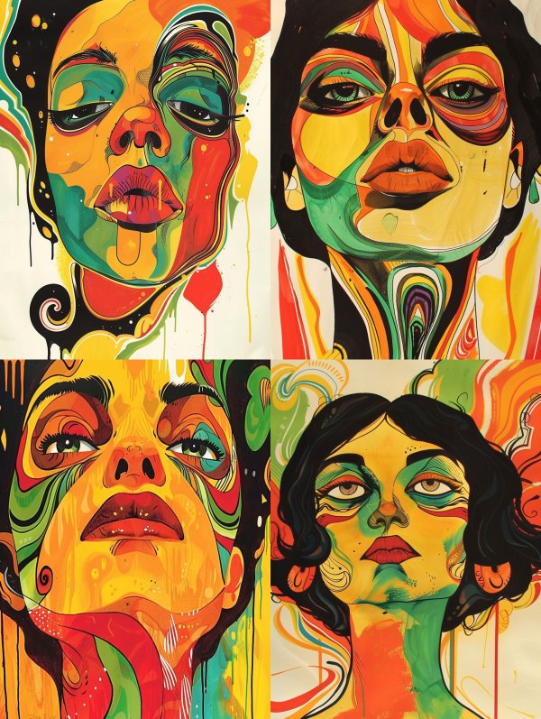 Vibrant Psychedelic Portrait Study