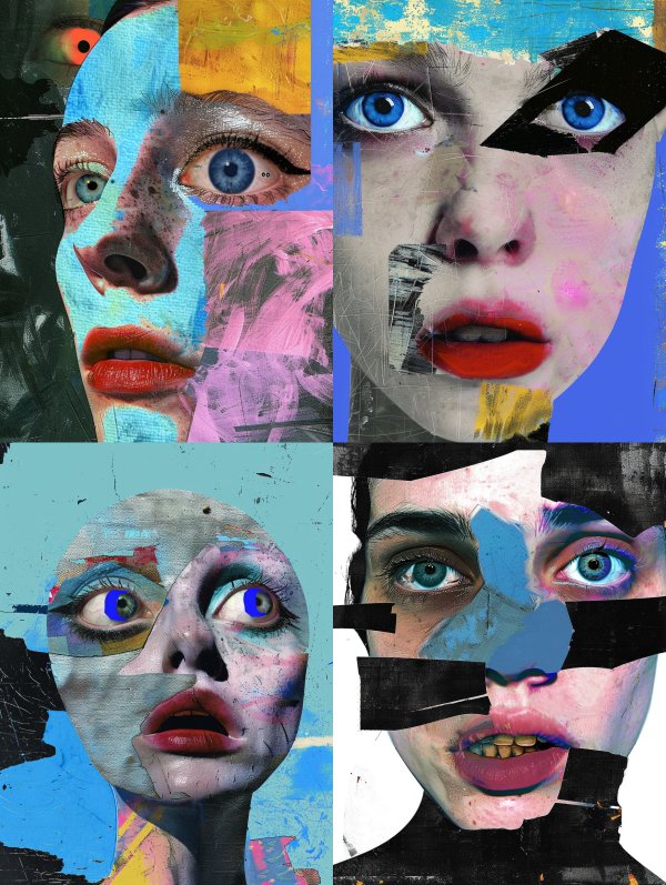 Fragmented Psyche Mixed Media Portrait