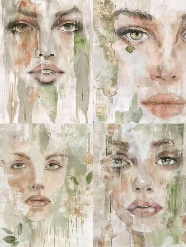 Fragmented Soul Watercolor Portrait
