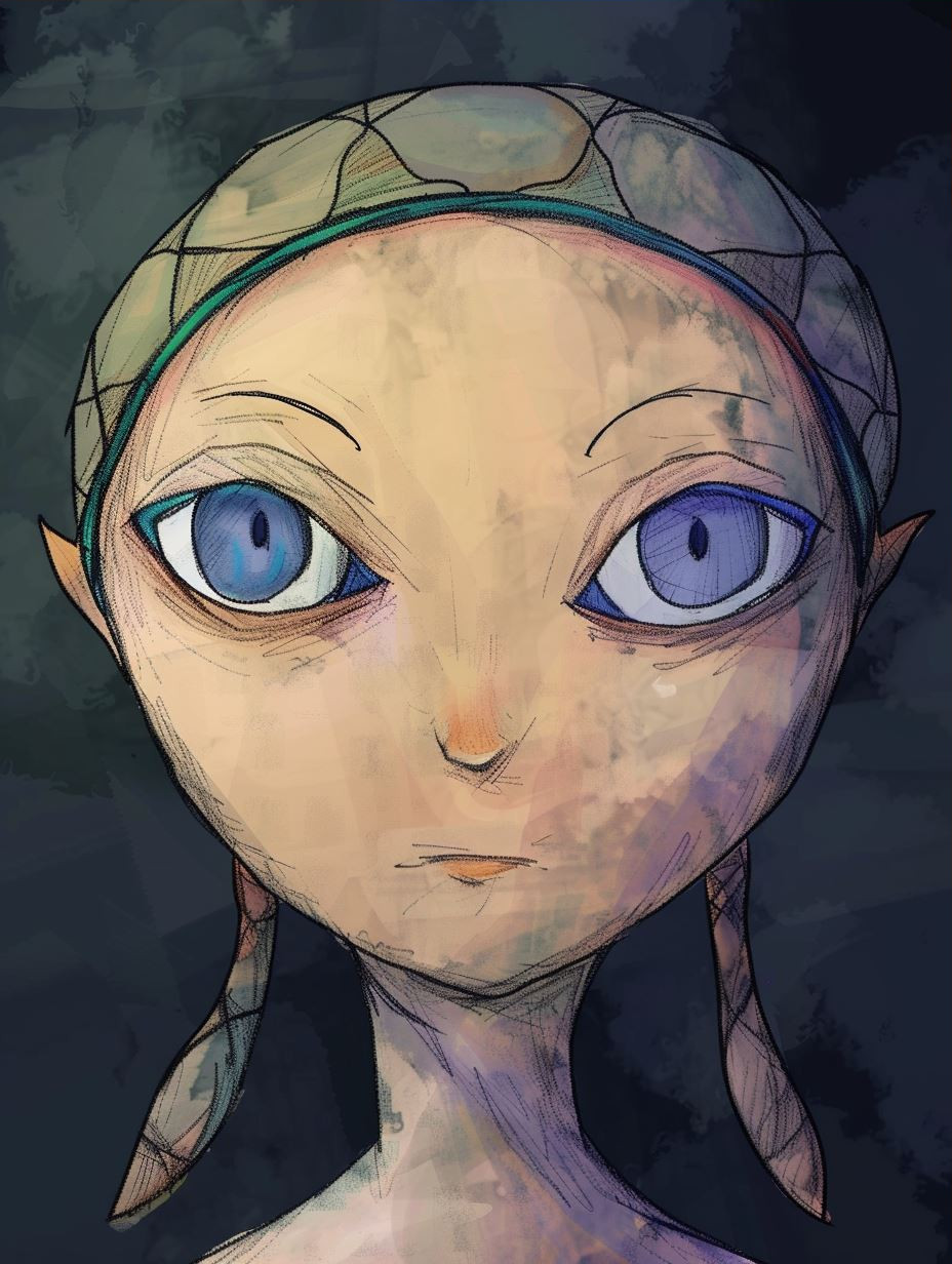Vibrant Blue Gaze Illustration - Image 3