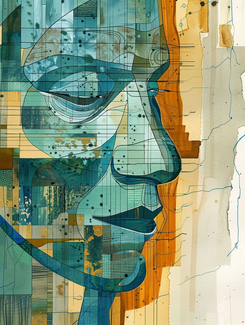 Fragmented Azure Geometric Portrait