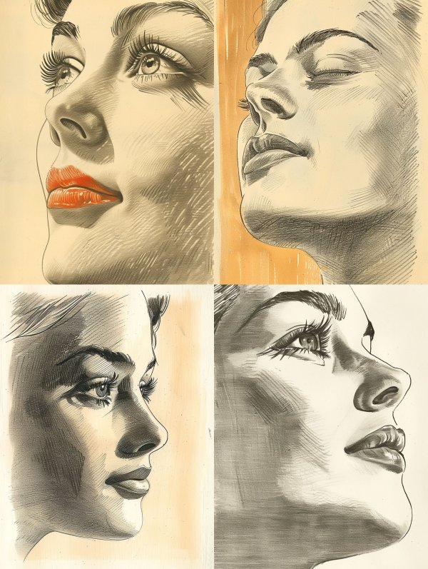 Vintage Glamour Ink Portrait
