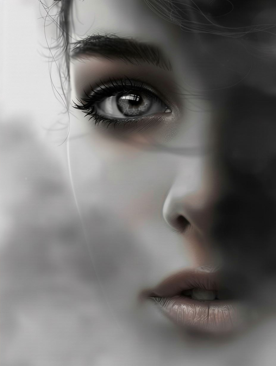 Ethereal Monochrome Gaze Portrait