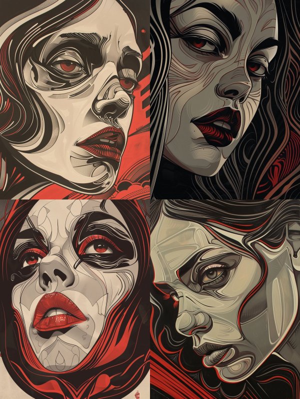 Surrealist Crimson Fluidity Portrait